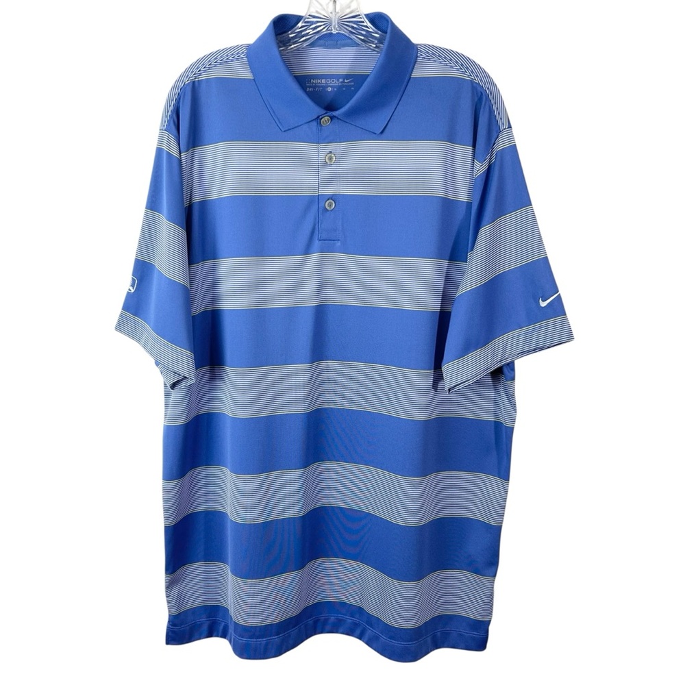 Nike Golf Dri-Fit Performance S/S Polo Shirt Blue Striped Men's XL